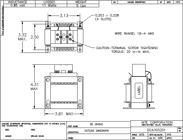 Image of an MTE DC Link Choke DCA003201