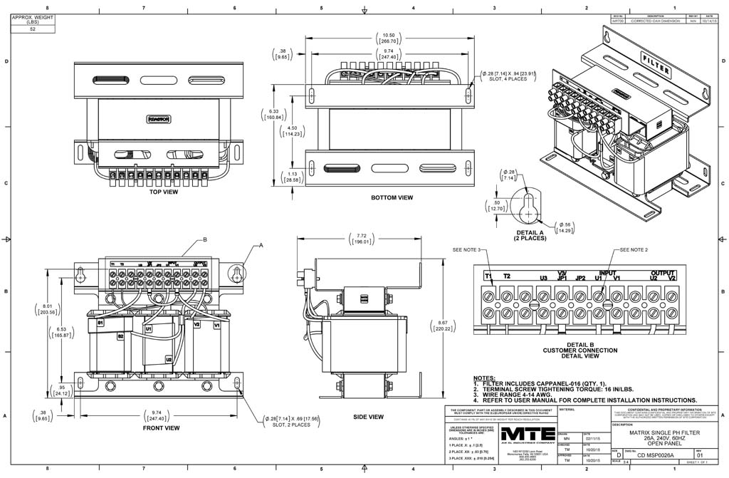 Image of an MTE Matrix filter MSP0026A